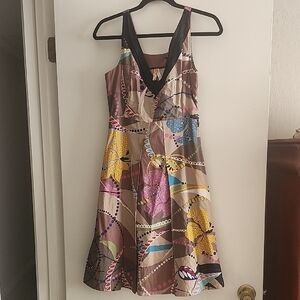 Maeve Purple Multicolor Sleeveless A-line Midi Dress